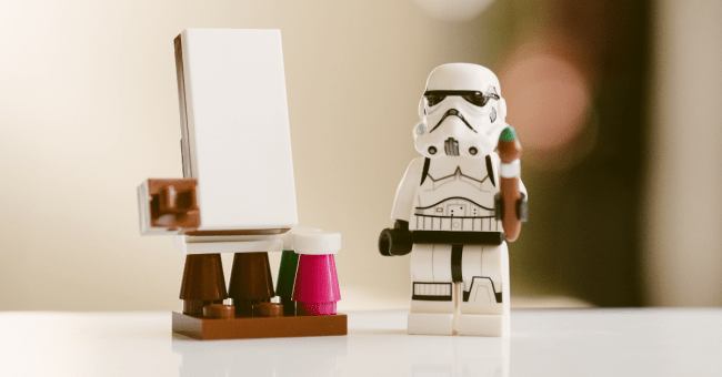 mini figure and whiteboard