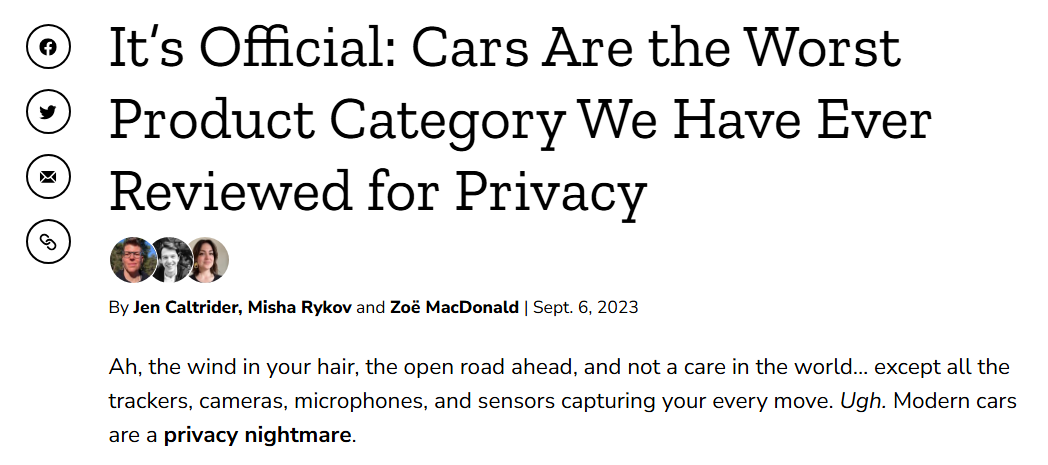 dataveillance privacy cars