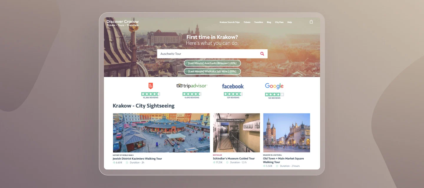 Discover Cracow website's main page