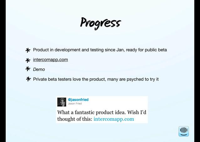 Progress slide in pitch decks example