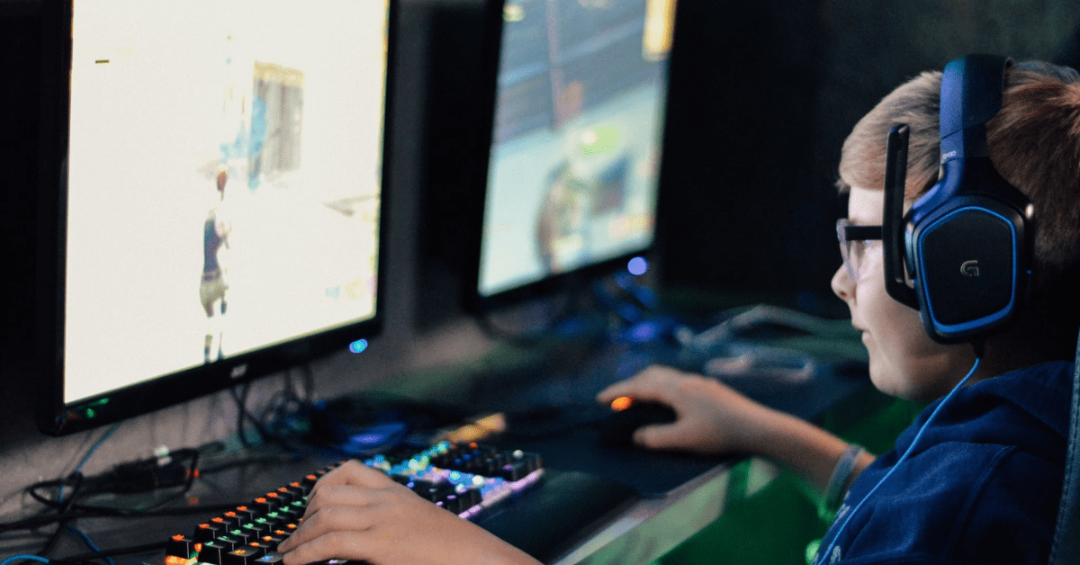 boy playing computer games