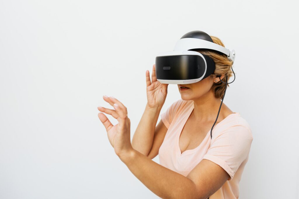 Woman wearing VR headset