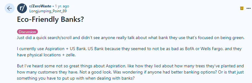 Reddit looking for sustainable banking