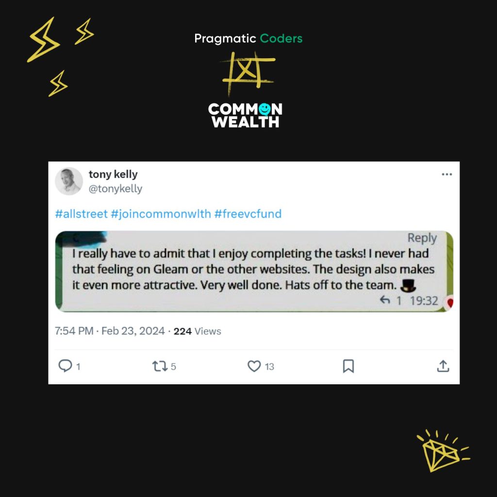 Common Wealth x Pragmatic Coders design telegram