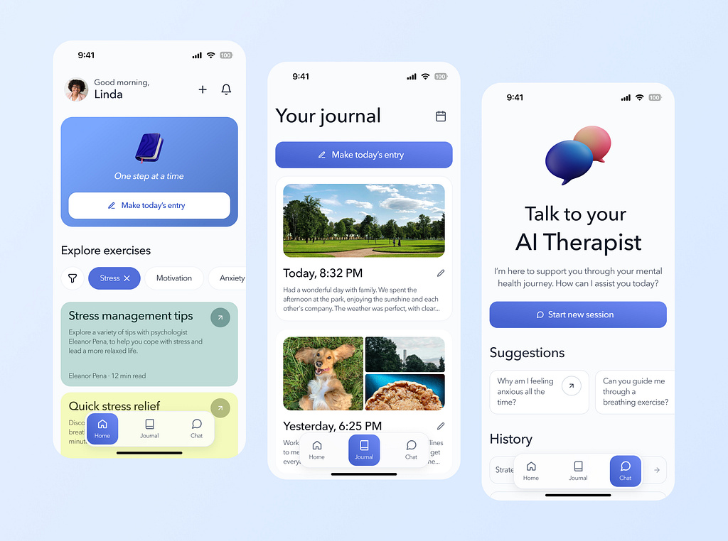 AI therapist app design