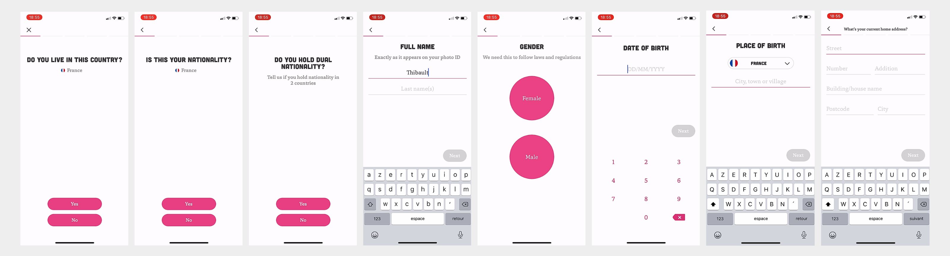 Bux Zero - personal data collection in digital onboarding mockups flow